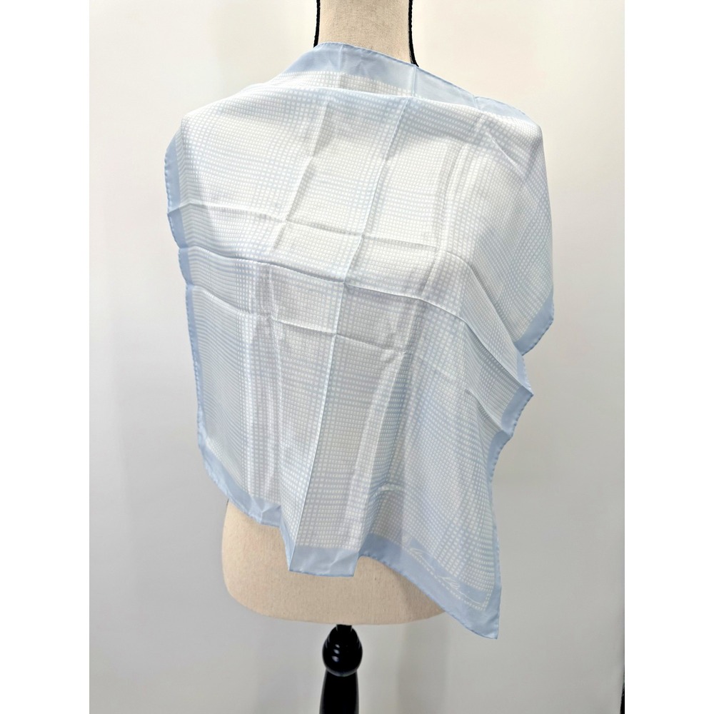 Anne Klein for Robinson & Golluber Pale Blue Geometric Print Square Silk Scarf - Picture 5 of 12